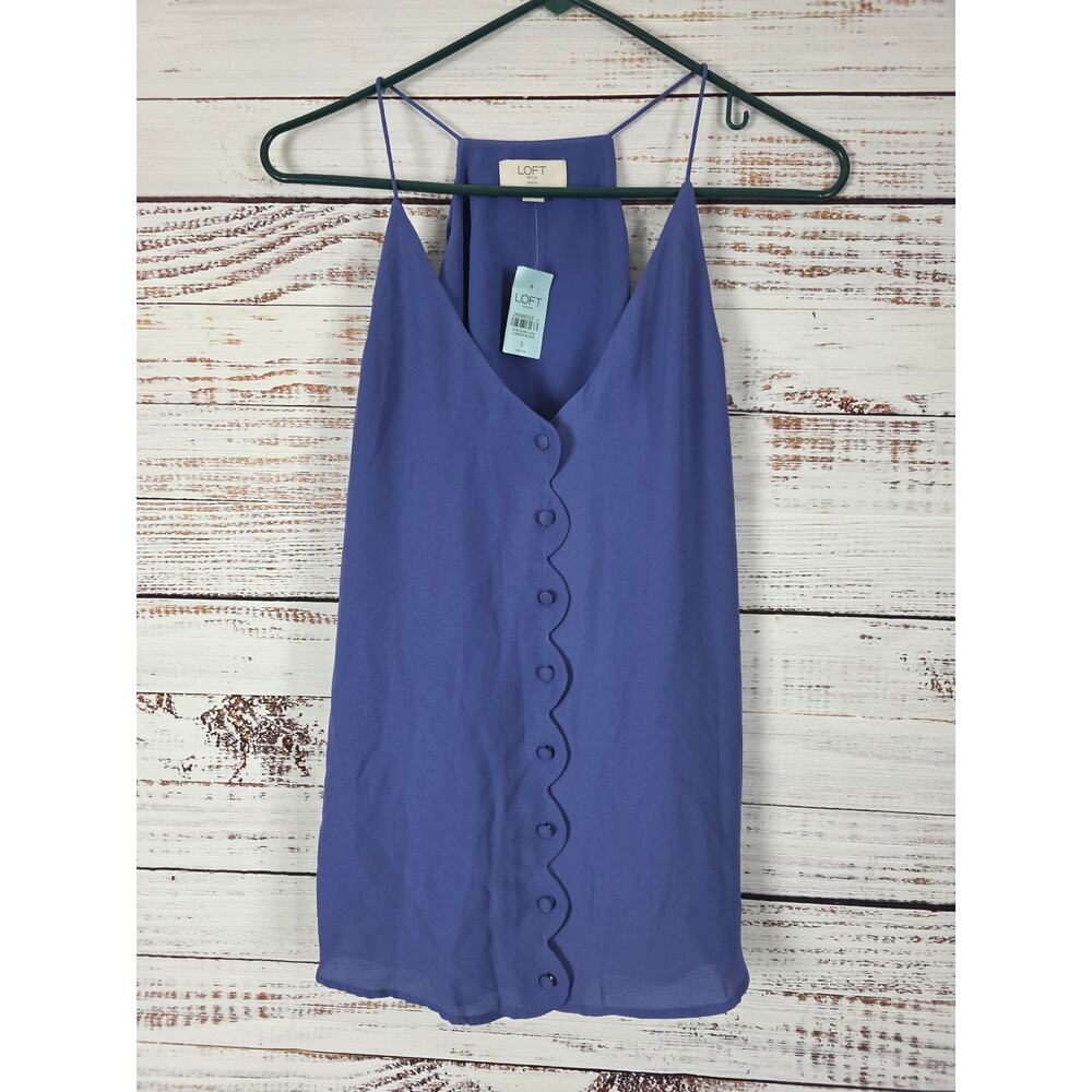 Loft Womens Tank Top SP Womens Purple V Neck Sleeveless‎ Button Front NWT